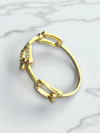 14 Ayar Altın Taşlı Tiffany Modelli Eklem Yüzük - 4