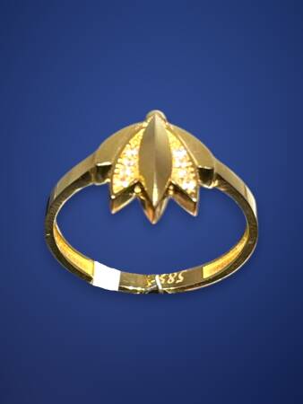 14 Ayar Altın Taşlı Lotus Eklem Yüzük - 4