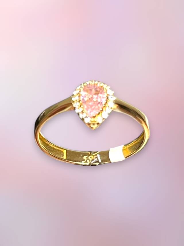 14 Ayar Pembe Taşlı Altın Yüzük - 7