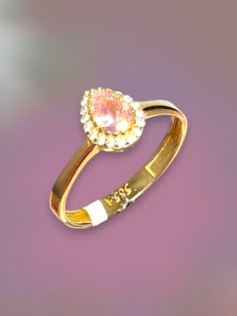 14 Ayar Pembe Taşlı Altın Yüzük - 2