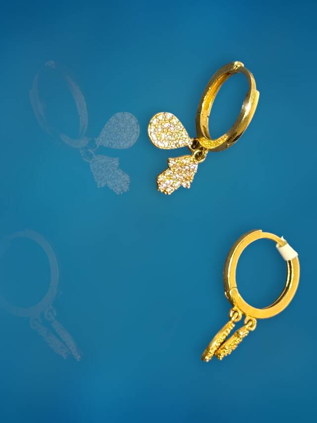 Taşlı Sallantı Altın Küpe - 3